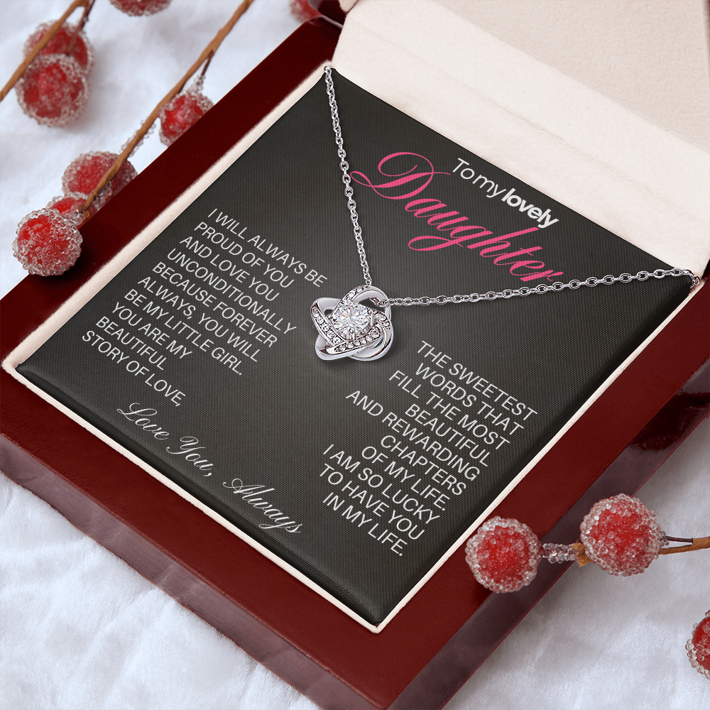 Daughter Love Knot necklace from Dad with Heartfelt message