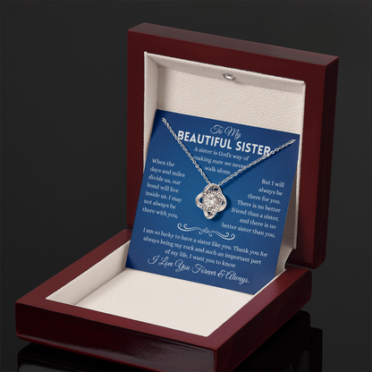 Sister Necklace Gifts From Sister In Law, Sterling Silver Necklace With Message Card