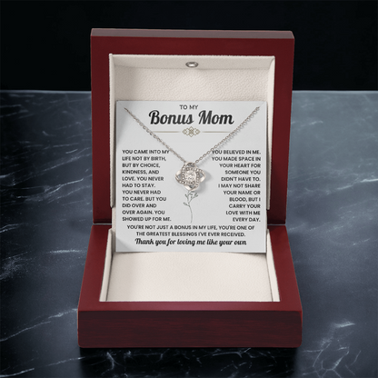 To My Bonus Mom Necklace, Mother in Law Jewelry With Message Card and Gift Box