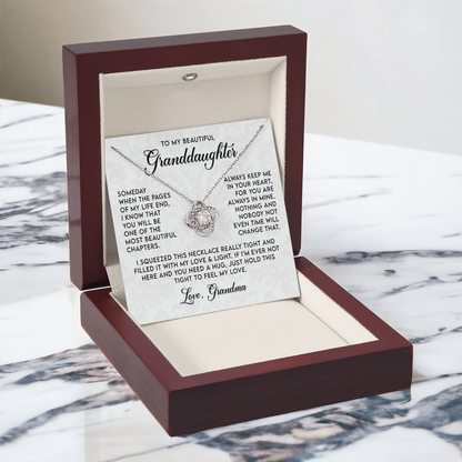 To My Granddaughter Necklace, Love Knot Necklace for Her