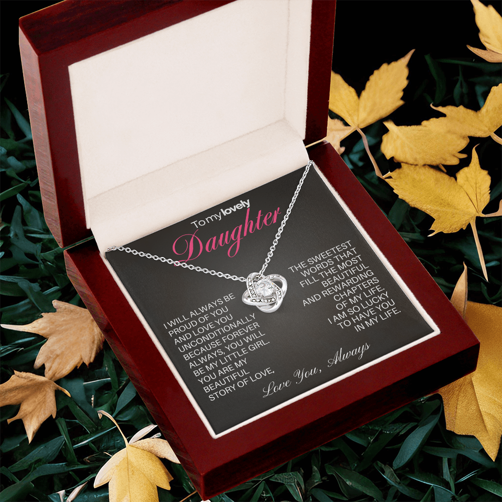 Daughter Love Knot necklace from Dad with Heartfelt message