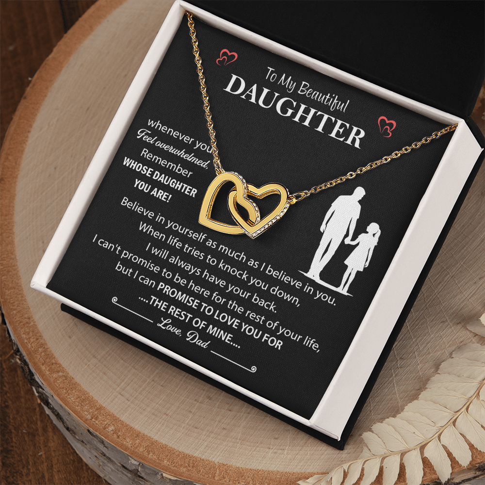 Daughter Necklace from Mom, Interlocking Heart Necklace