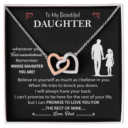 Daughter Necklace from Mom, Interlocking Heart Necklace