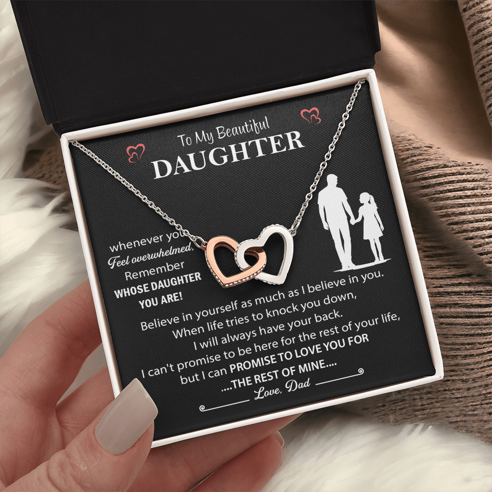 Daughter Necklace from Mom, Interlocking Heart Necklace