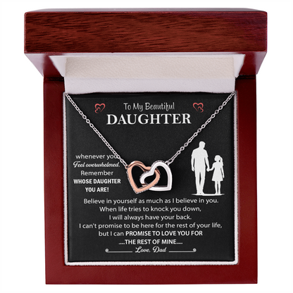 Daughter Necklace from Mom, Interlocking Heart Necklace