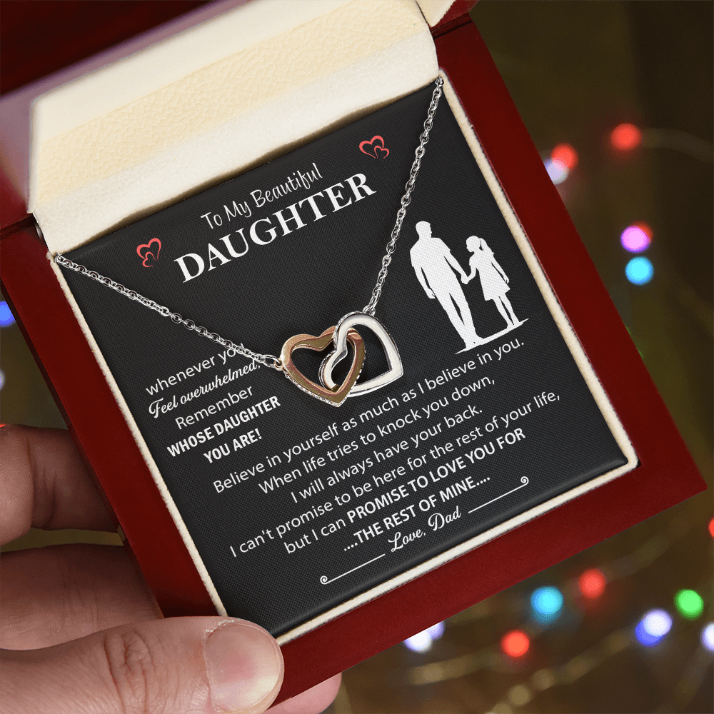 Daughter Necklace from Mom, Interlocking Heart Necklace