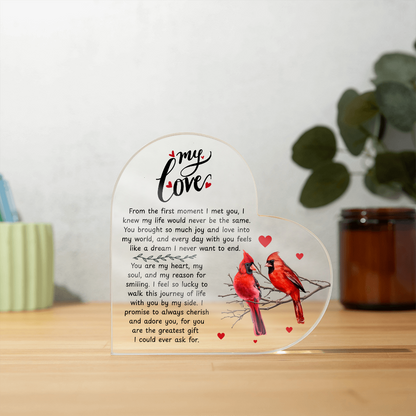 Romantic Wife Heart Acrylic Block - Valentine's Day Love Gift