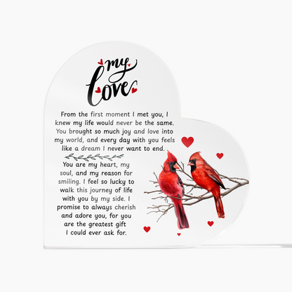 Romantic Wife Heart Acrylic Block - Valentine's Day Love Gift