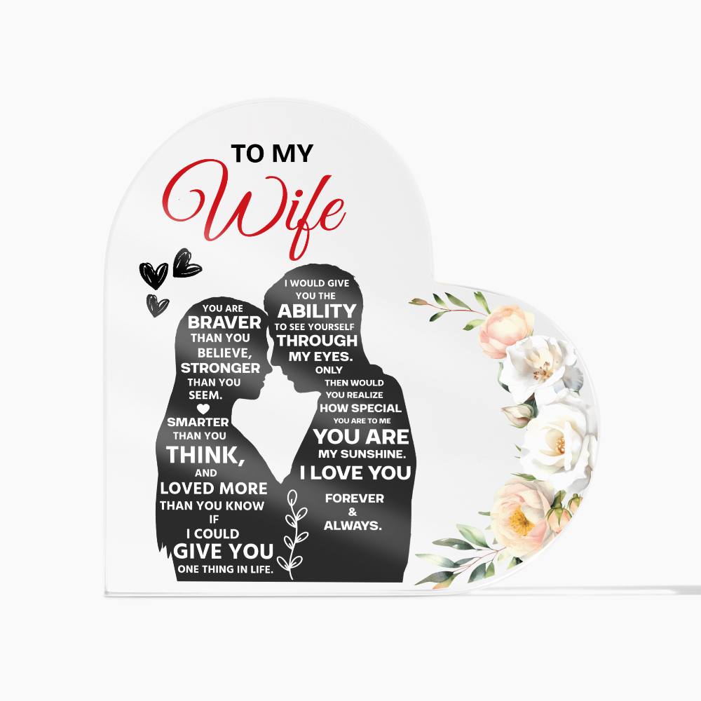 To My Wife Heart Acrylic Block, Romantic Valentine's Day Gift for Her