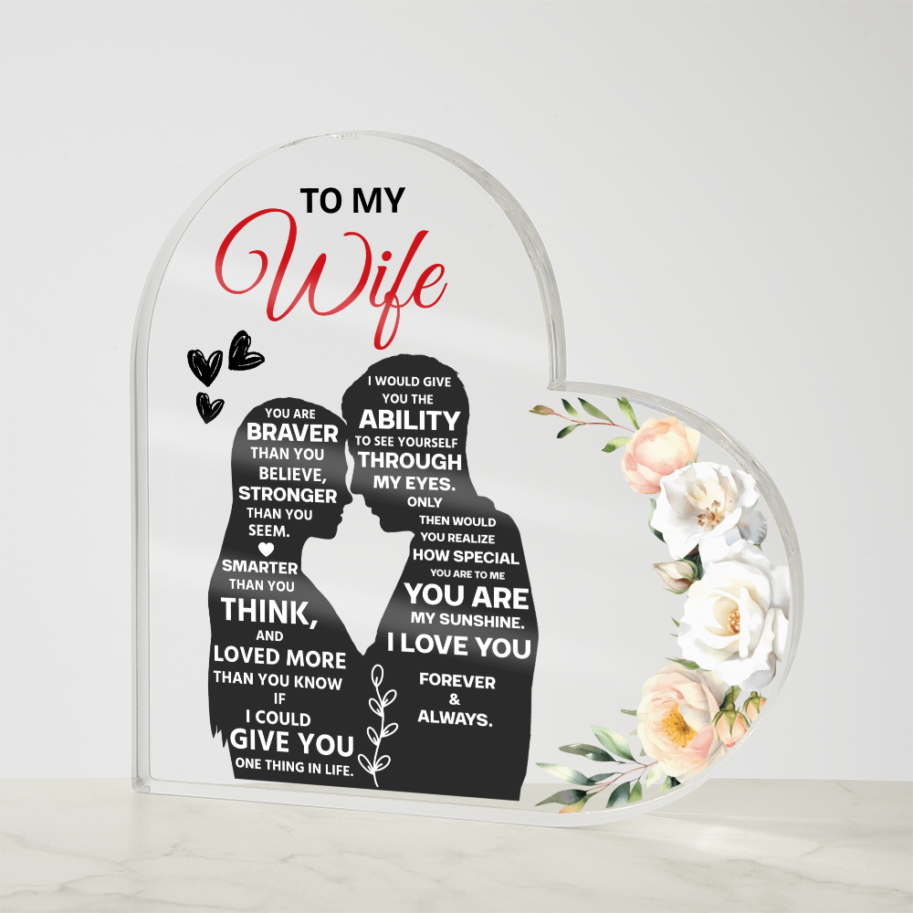 To My Wife Heart Acrylic Block, Romantic Valentine's Day Gift for Her
