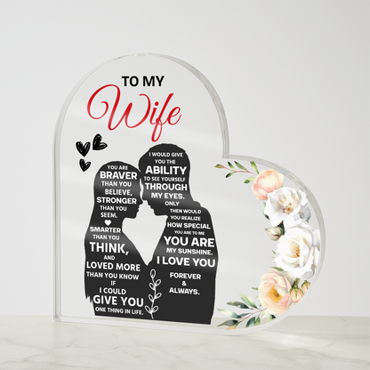 To My Wife Heart Acrylic Block, Romantic Valentine's Day Gift for Her