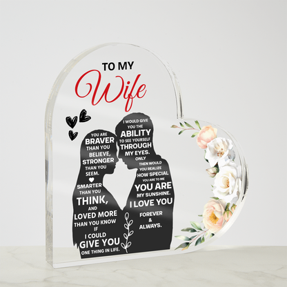 To My Wife Heart Acrylic Block, Romantic Valentine's Day Gift for Her