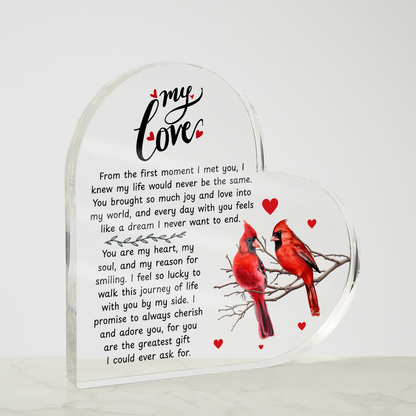 Romantic Wife Heart Acrylic Block - Valentine's Day Love Gift