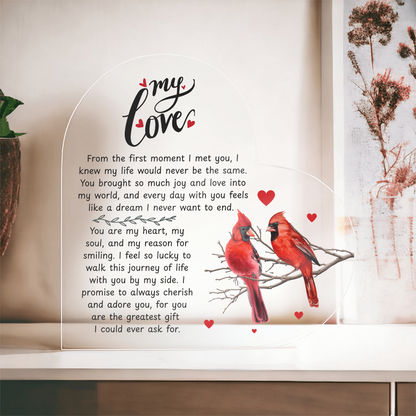 Romantic Wife Heart Acrylic Block - Valentine's Day Love Gift