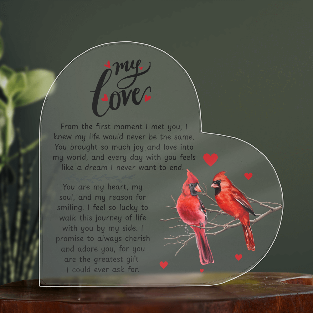Romantic Wife Heart Acrylic Block - Valentine's Day Love Gift