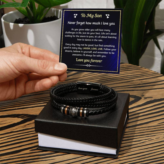 A bracelet for a bonus son with a gift card.

