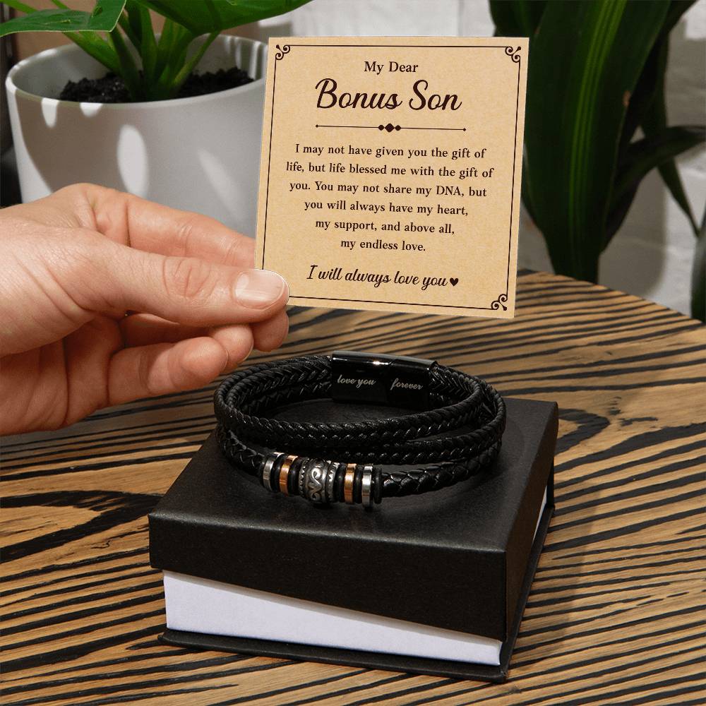 A bracelet for a bonus son with a gift card.

