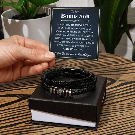 A bracelet for a bonus son with a gift card.

