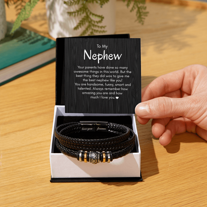 Leather Bracelet for Men with Love Message Card, Birthday Gifts for Him