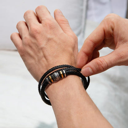 Mother to Son Leather Bracelet, Men Birthday Bracelet for Son from Mom and Dad