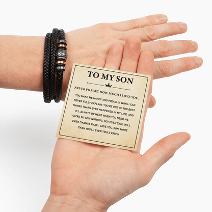 To My Son | Love You Forever | Leather Braid Bracelet