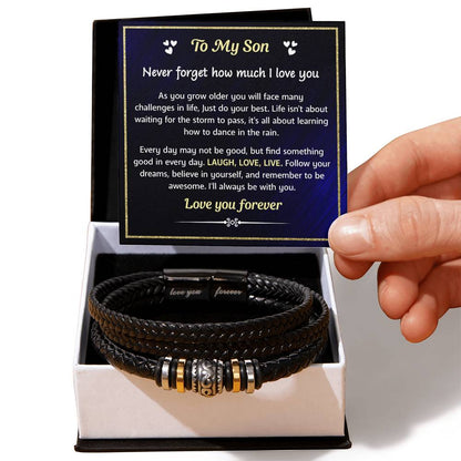 A bracelet for a bonus son with a gift card.

