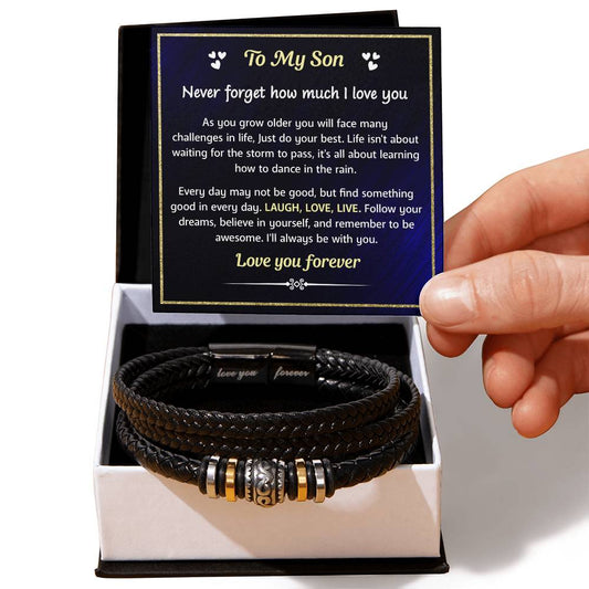 A bracelet for a bonus son with a gift card.

