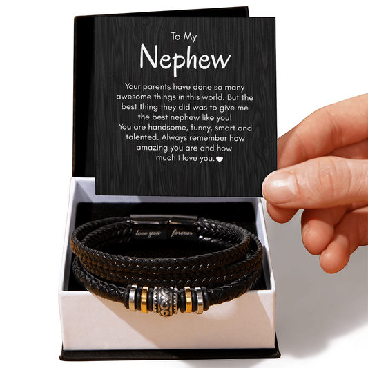 Leather Bracelet for Men with Love Message Card, Birthday Gifts for Him