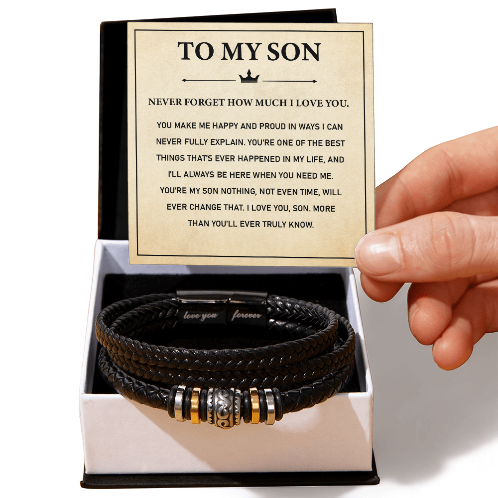 To My Son | Love You Forever | Leather Braid Bracelet