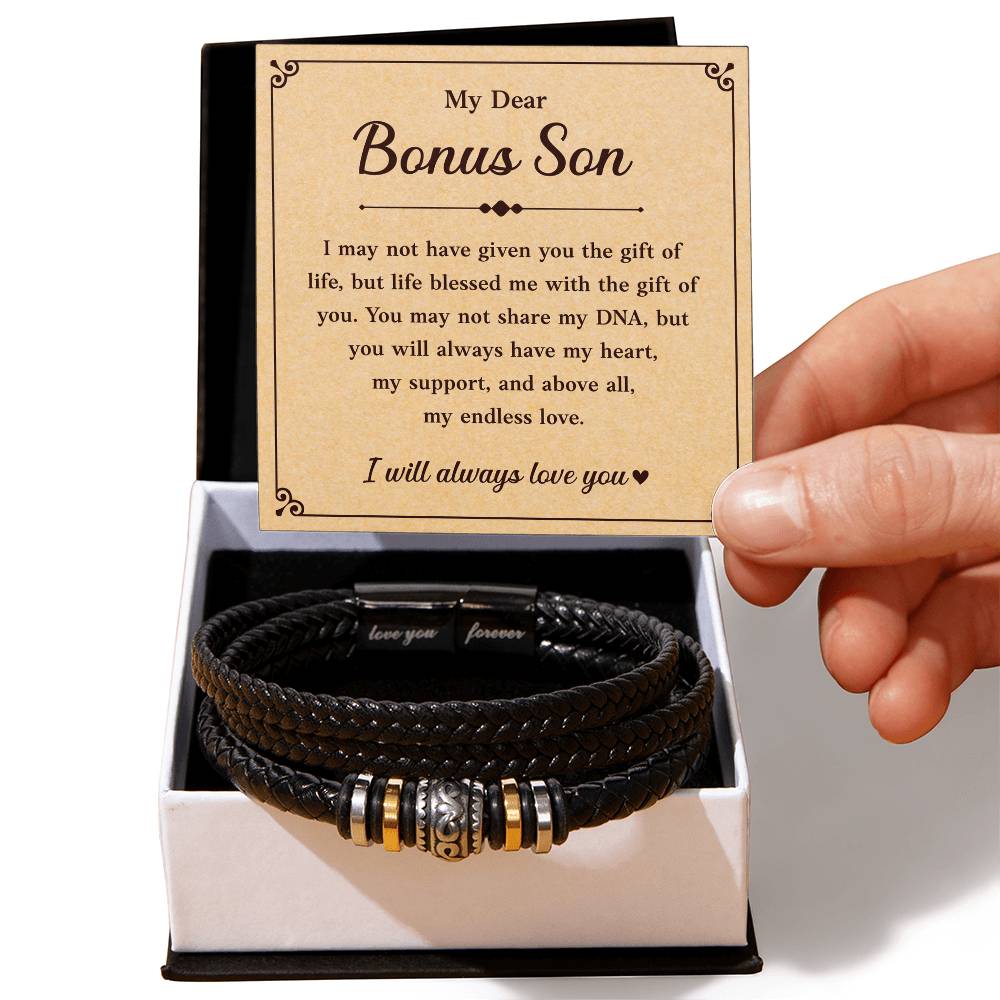 A bracelet for a bonus son with a gift card.

