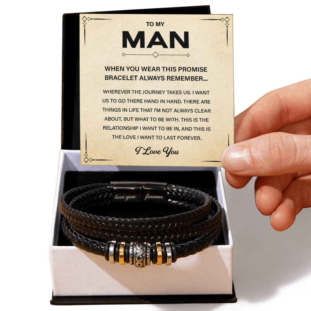 To My Man Love You Forever Bracelet With Heartfelt Message Card