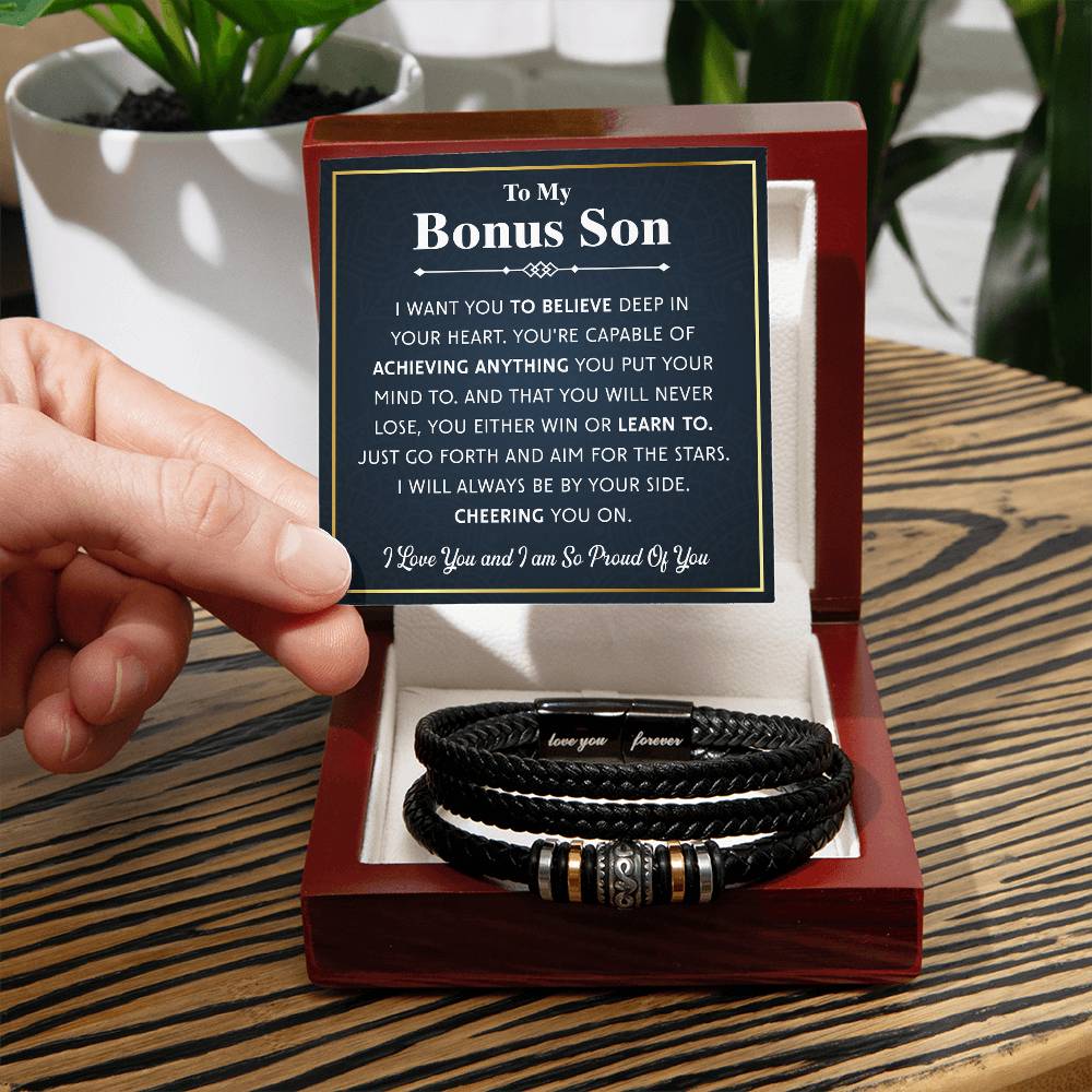 A bracelet for a bonus son with a gift card.

