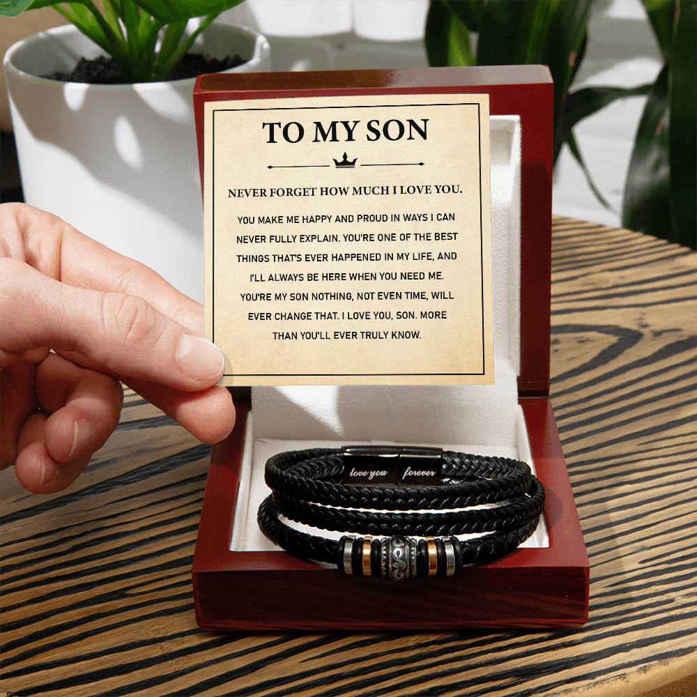 To My Son | Love You Forever | Leather Braid Bracelet