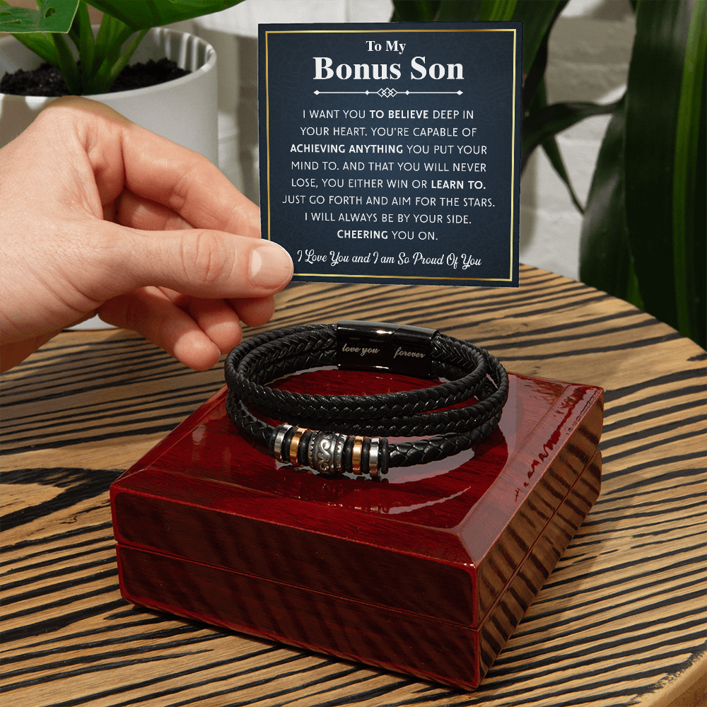 A bracelet for a bonus son with a gift card.

