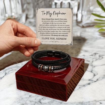 Gifts for Men, Love You Forever Bracelet for Nephew