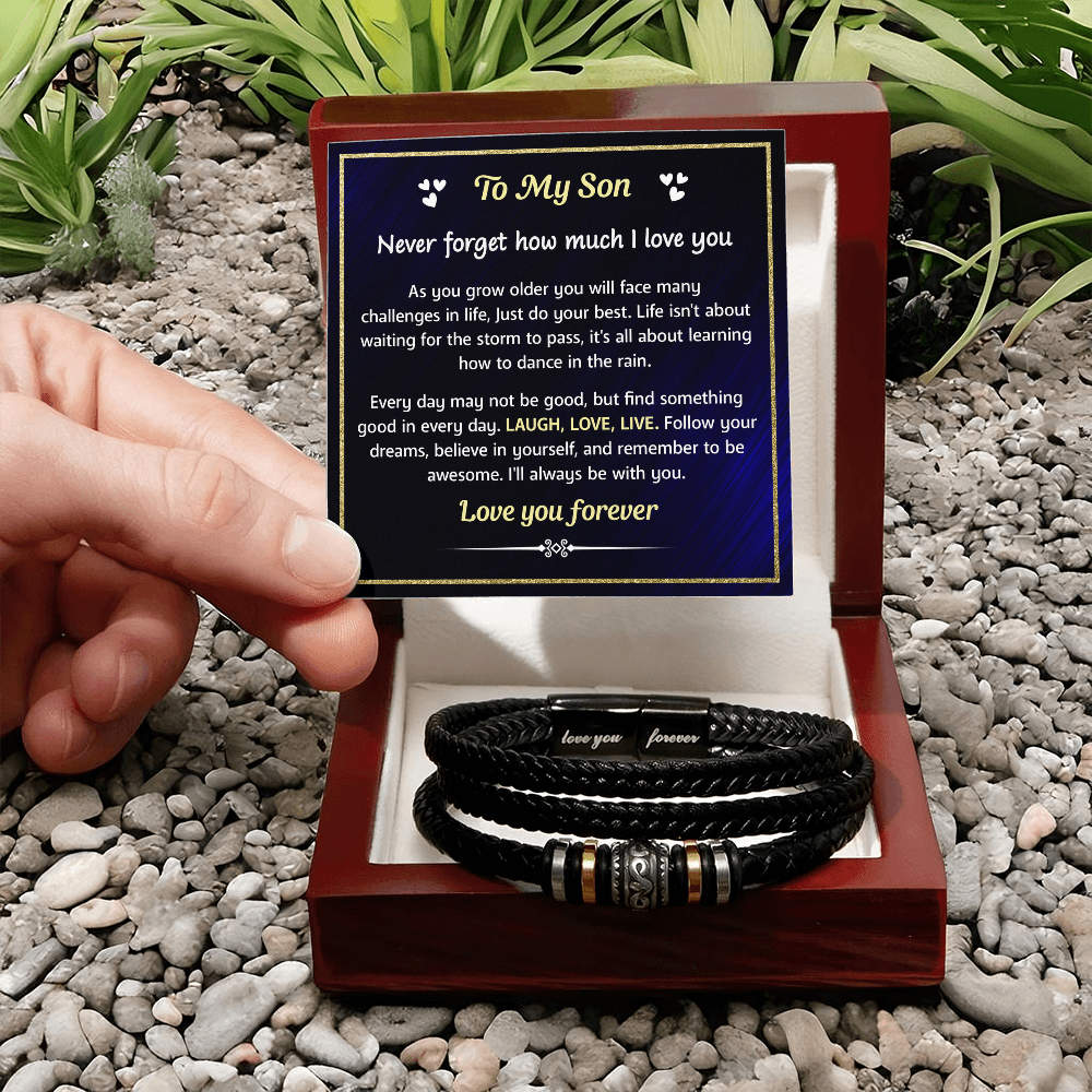 A bracelet for a bonus son with a gift card.

