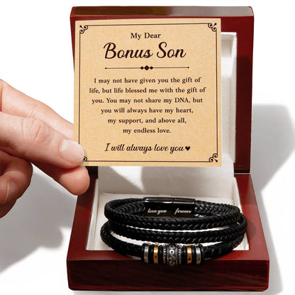 A bracelet for a bonus son with a gift card.

