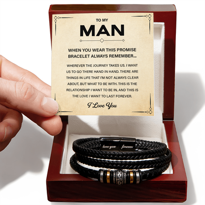 To My Man Love You Forever Bracelet With Heartfelt Message Card