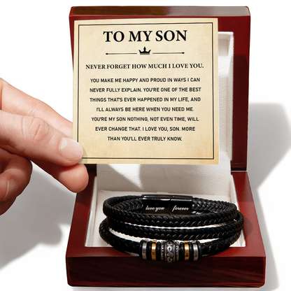 To My Son | Love You Forever | Leather Braid Bracelet