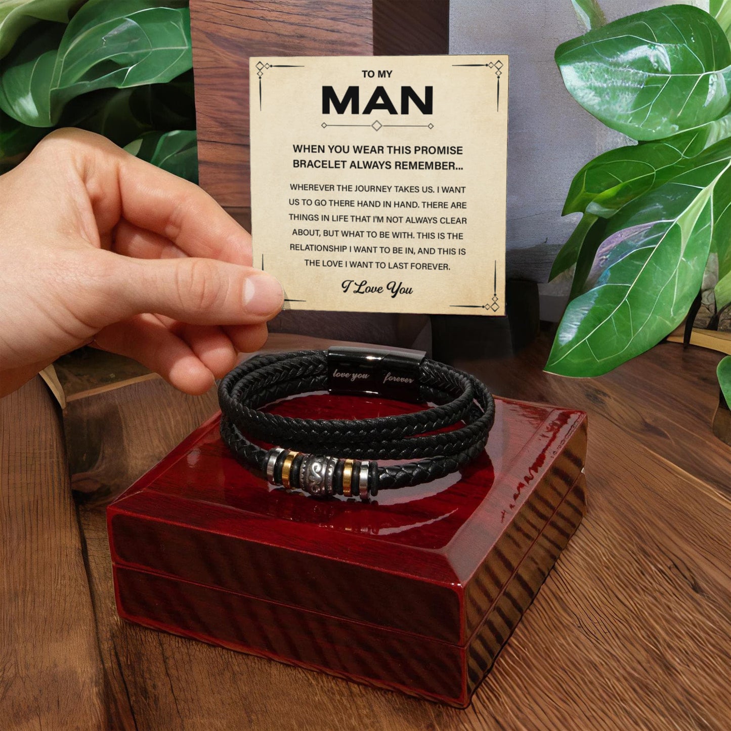 To My Man Love You Forever Bracelet With Heartfelt Message Card