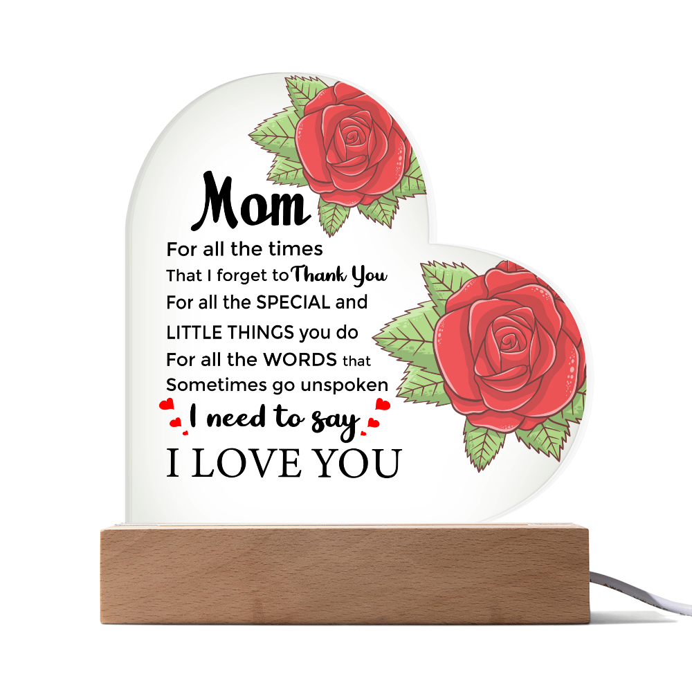 To My Mom Acrylic Heart Plaque –New Mom Gift, Best Mom Gift, Perfect First Mom Gift for Her