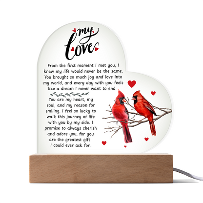 To My Beautiful Wife – Premium Heart Acrylic Valentine Gift