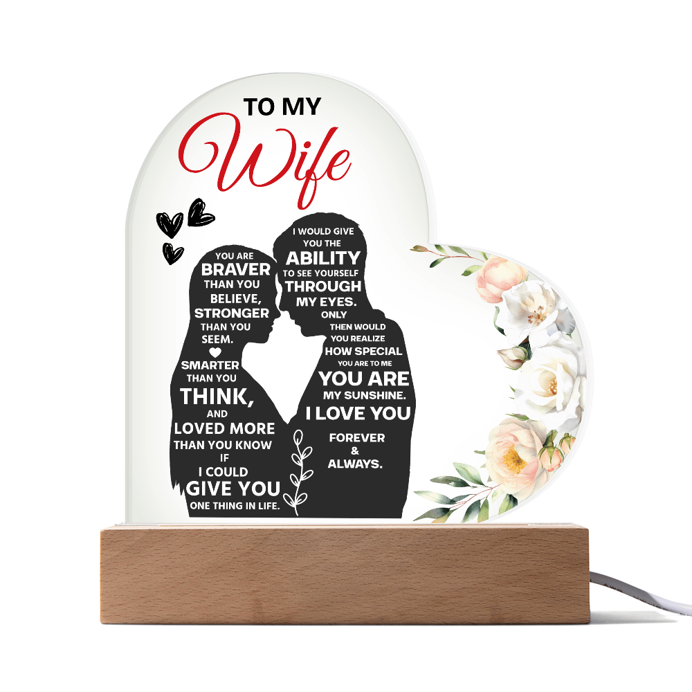 To My Wife Heart Acrylic Plaque – Romantic Valentine's Day Gift