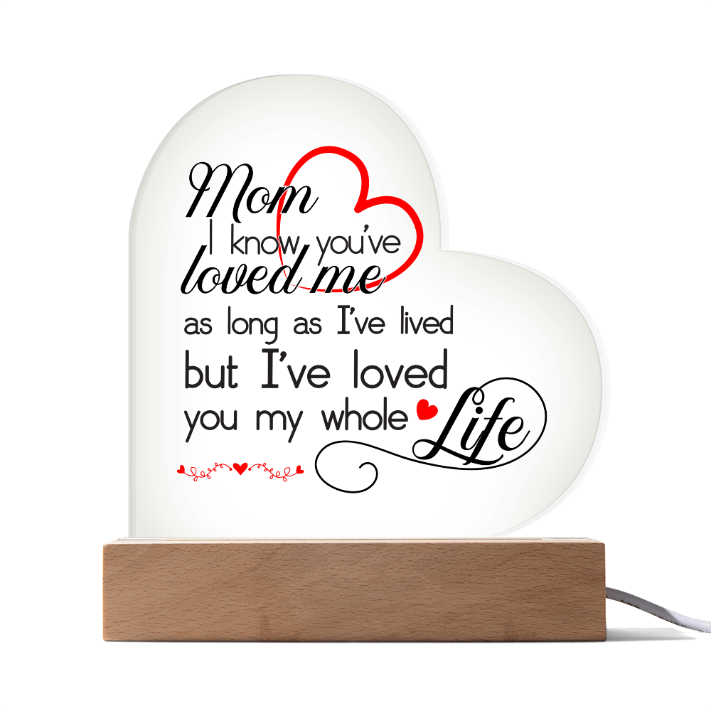 To My Mom Acrylic Heart Plaque - Best Mom Gift – Heartfelt First Mom Gift for Her