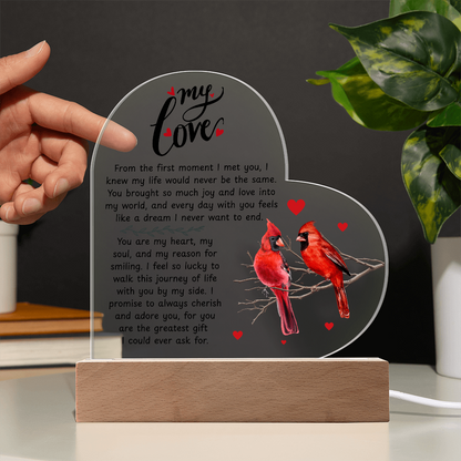 To My Beautiful Wife – Premium Heart Acrylic Valentine Gift