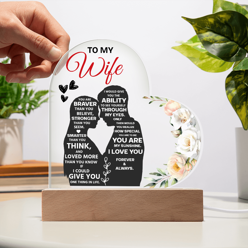 To My Wife Heart Acrylic Plaque – Romantic Valentine's Day Gift