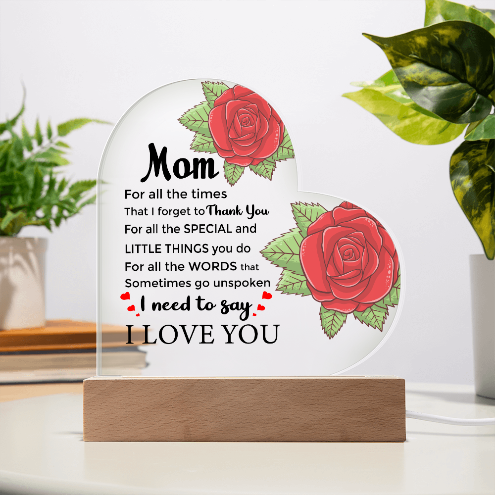 To My Mom Acrylic Heart Plaque –New Mom Gift, Best Mom Gift, Perfect First Mom Gift for Her