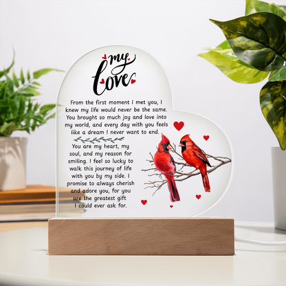 To My Beautiful Wife – Premium Heart Acrylic Valentine Gift