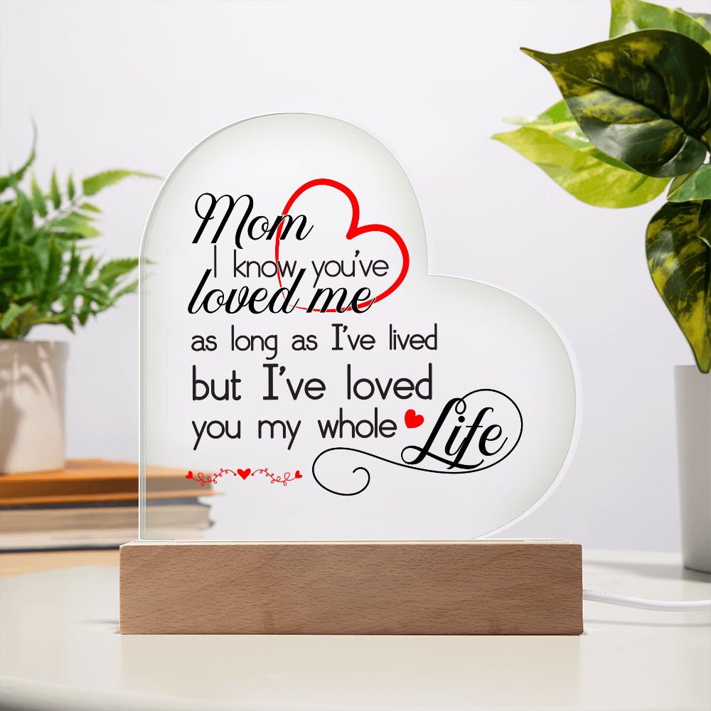 To My Mom Acrylic Heart Plaque - Best Mom Gift – Heartfelt First Mom Gift for Her