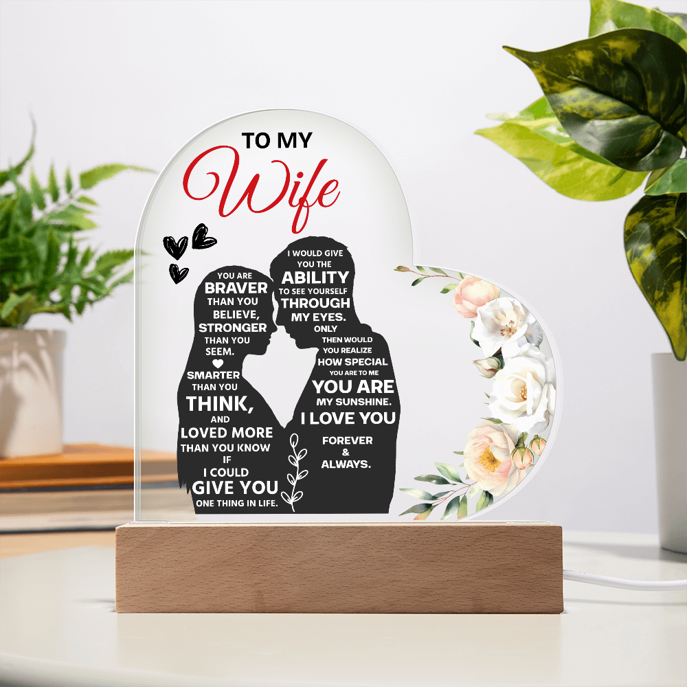 To My Wife Heart Acrylic Plaque – Romantic Valentine's Day Gift